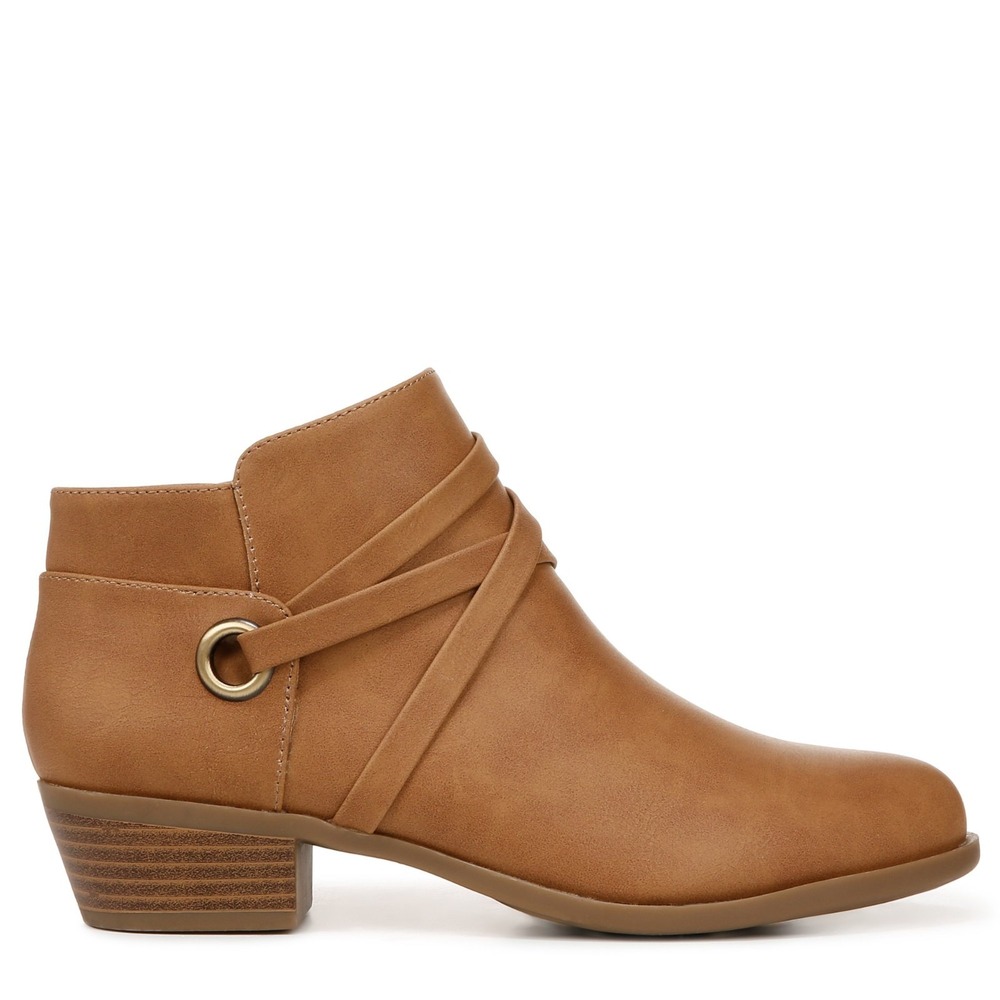 LifeStride Amara Tan Faux Leather Ankle Booties Women 11M Zip Up Strappy Boots